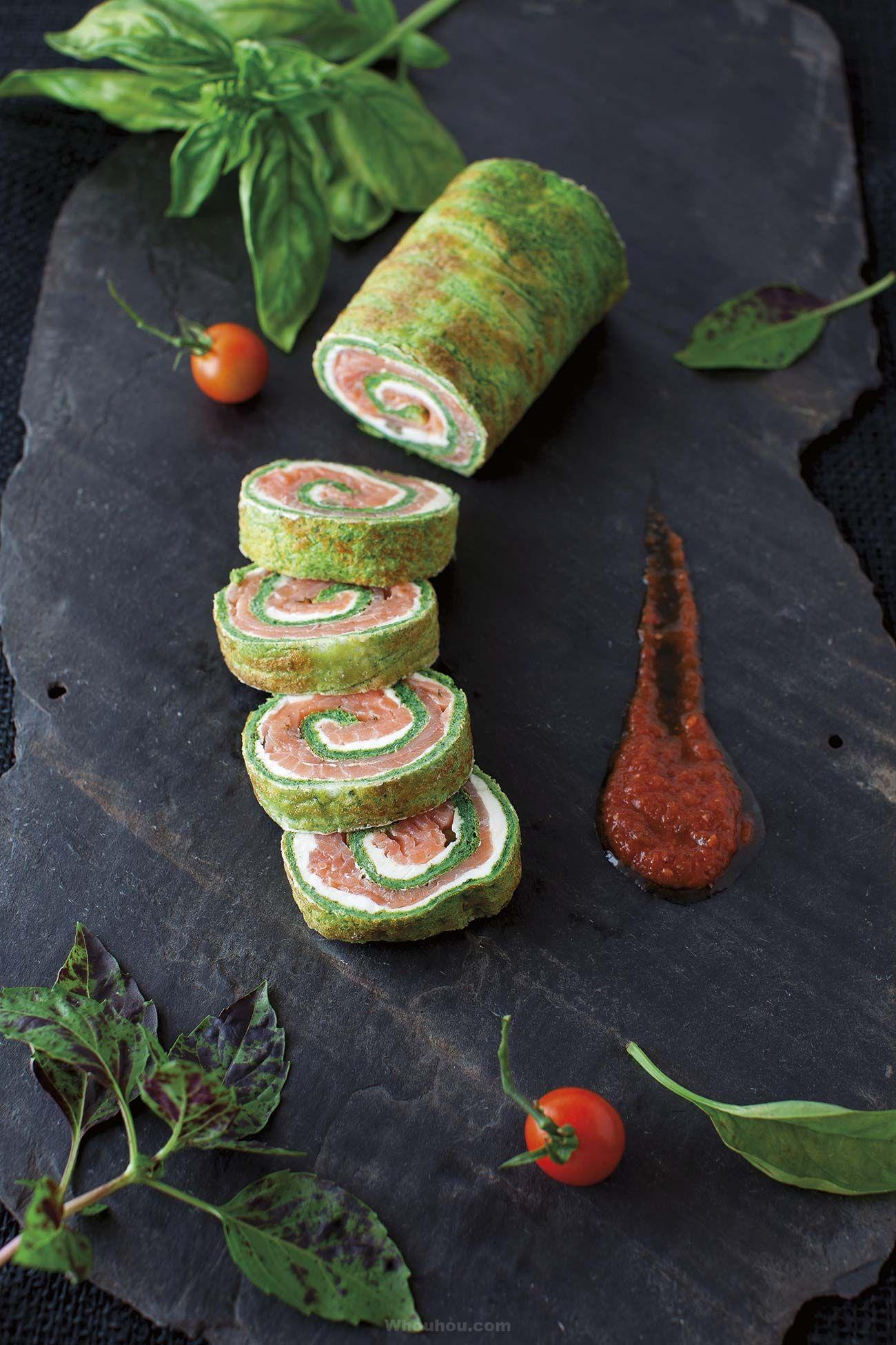 rouleaux d'épinards au saumon fumé