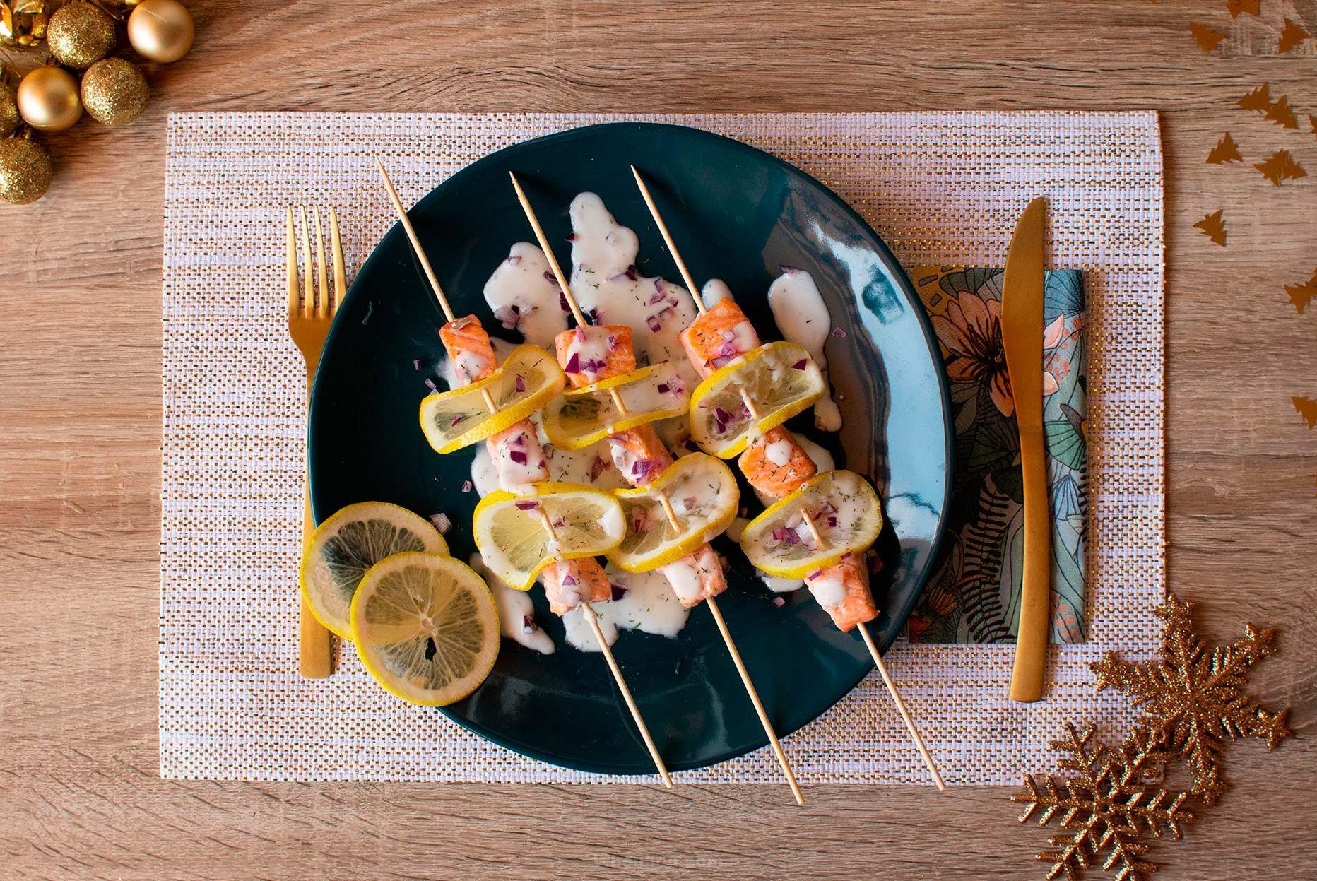 brochettes de saumon et citron